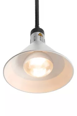 Lampa na ohrev jedál – Hendi, závesná, kužeľová, strieborná, 230V/250W, ø275x(V)250mm