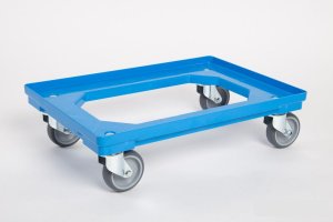 Plastový vozík na prepravky modrý, 600 x 400 mm